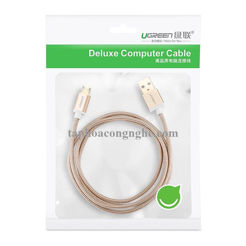 Ugreen 30659 0.5M màu Vàng Cáp sạc truyền dữ liệu USB 2.0 sang MICRO USB đầu mạ vàng US134 30030659